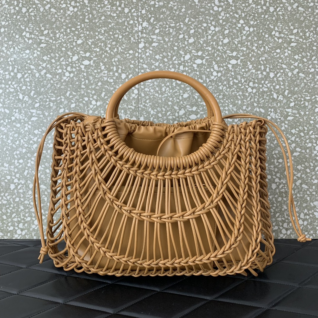 Valentino Garavani AllKnots Shopper Bag in Cappuccino Hand-woven Leather 